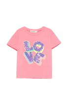 T-shirt per bambina Billieblush rosa con stampa grafica - Rubino Kids