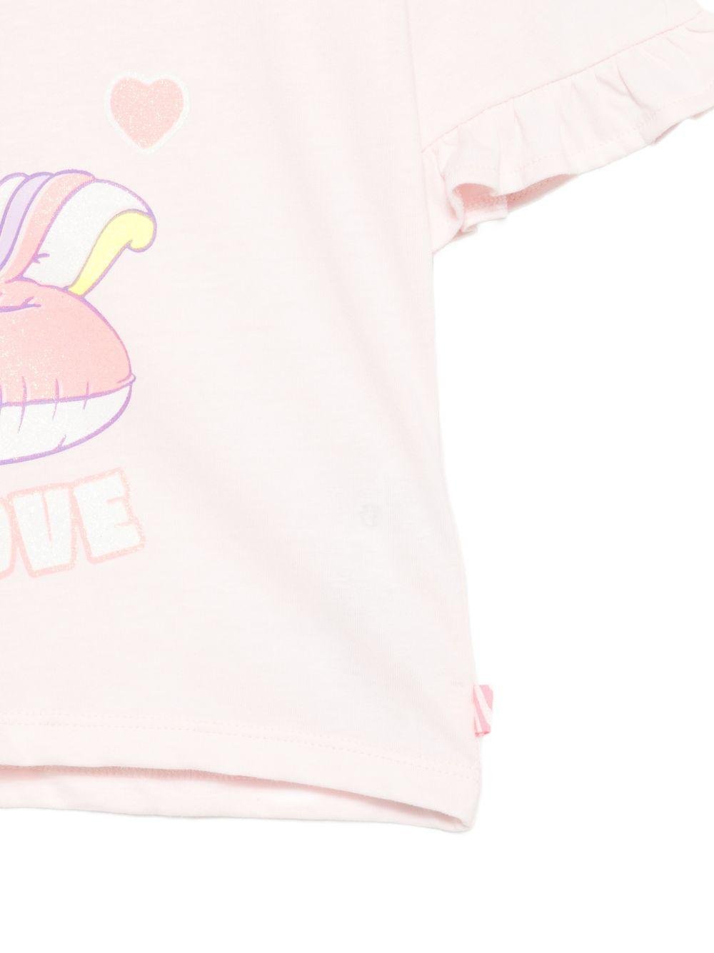 T-shirt per bambina Billieblush rosa con stampa grafica Unicorno - Rubino Kids