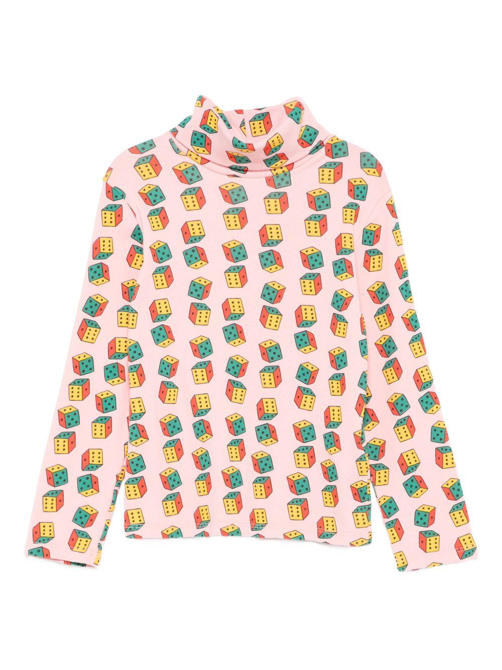 T-shirt per bambina Bobo Choses rosa con stampa a dadi - Rubino Kids