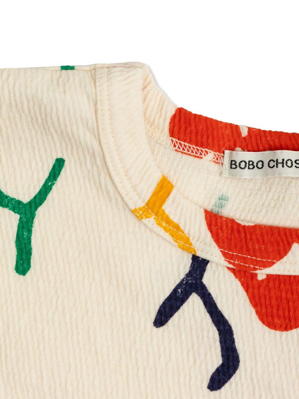 T-shirt per bambina Bobo Choses Smiling Joy beige con design crop - Rubino Kids