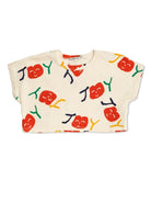 T-shirt per bambina Bobo Choses Smiling Joy beige con design crop - Rubino Kids