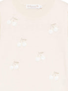 T-shirt per bambina Bonpoint beige con ricamo ciliegie - Rubino Kids