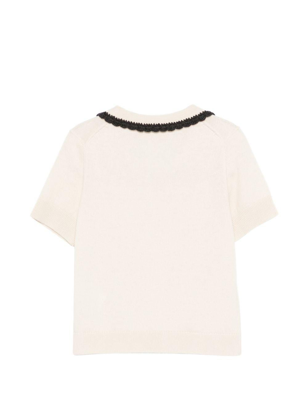 T-shirt per bambina Bonpoint beige con ricamo ciliegie - Rubino Kids