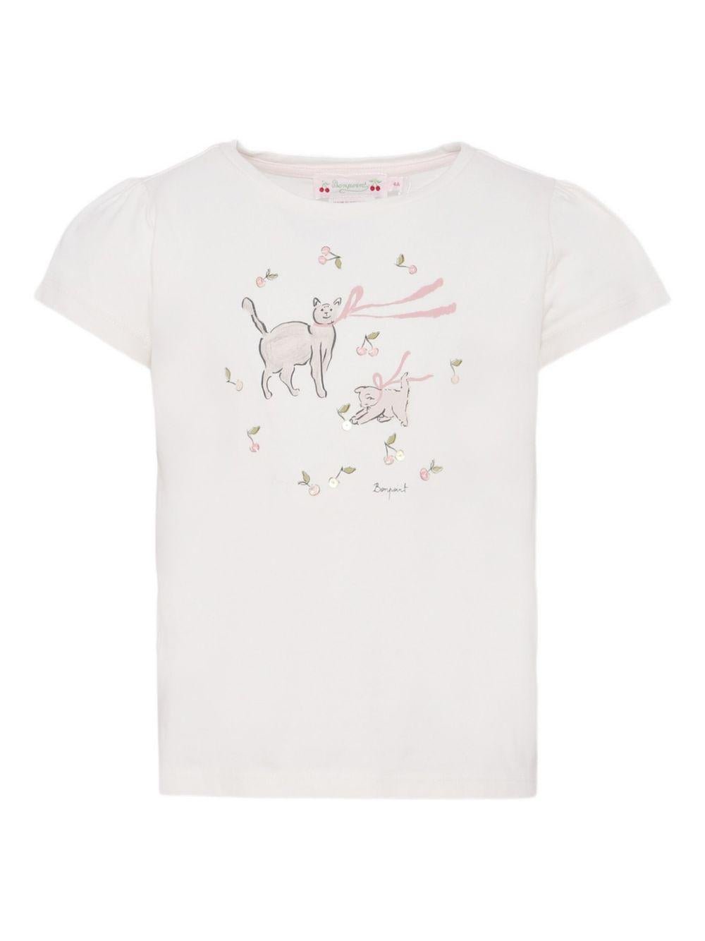 T-shirt per bambina Bonpoint bianca con stampa grafica - Rubino Kids