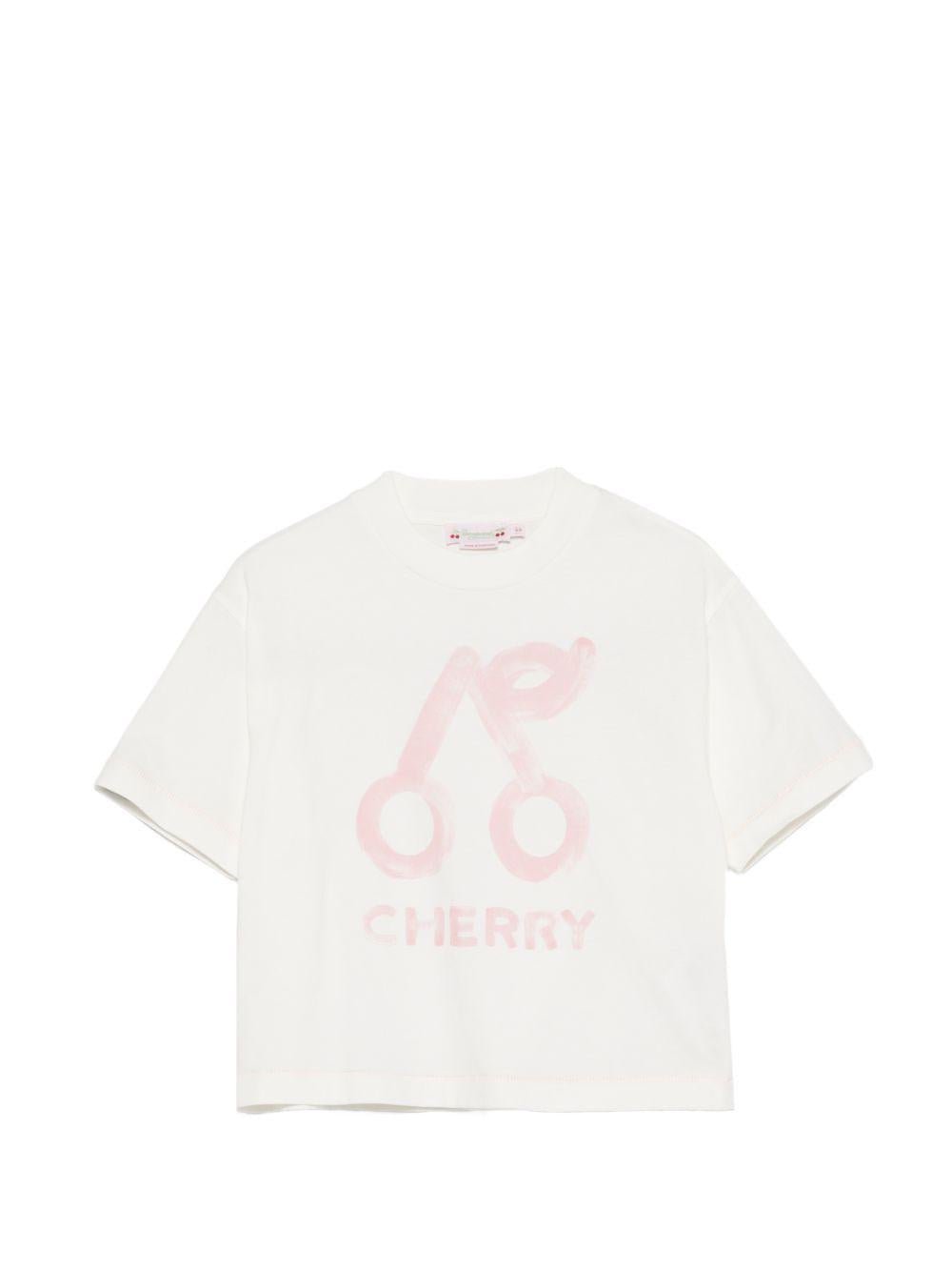 T-shirt per bambina Bonpoint bianca con stampa logo sul davanti - Rubino Kids