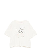 T-shirt per bambina Bonpoint bianco con logo ricamato - Rubino Kids