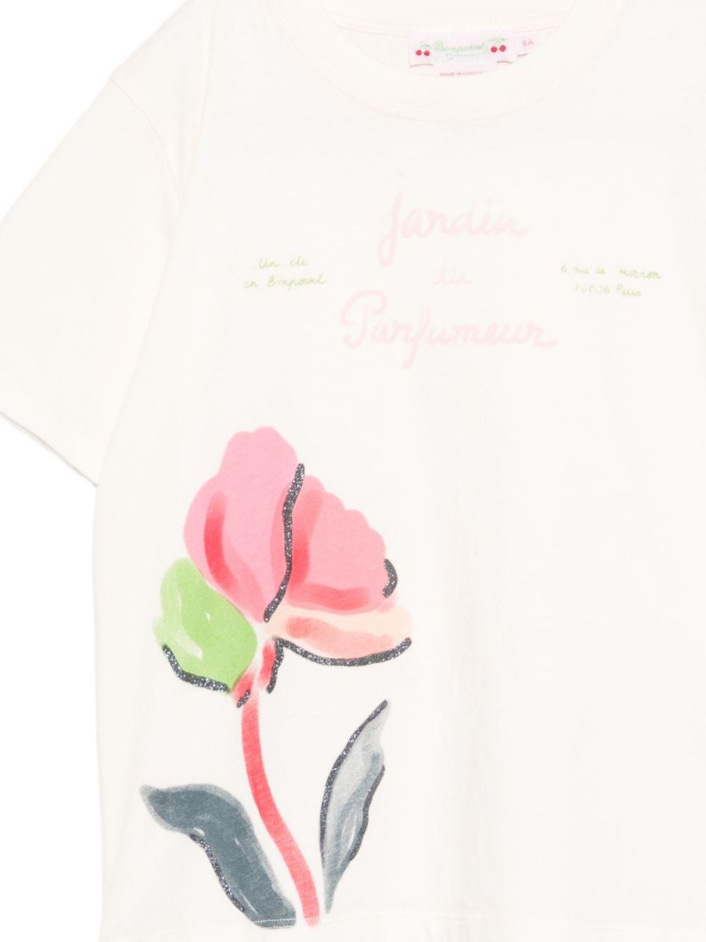 T-shirt per bambina Bonpoint roa con stampa floreale - Rubino Kids
