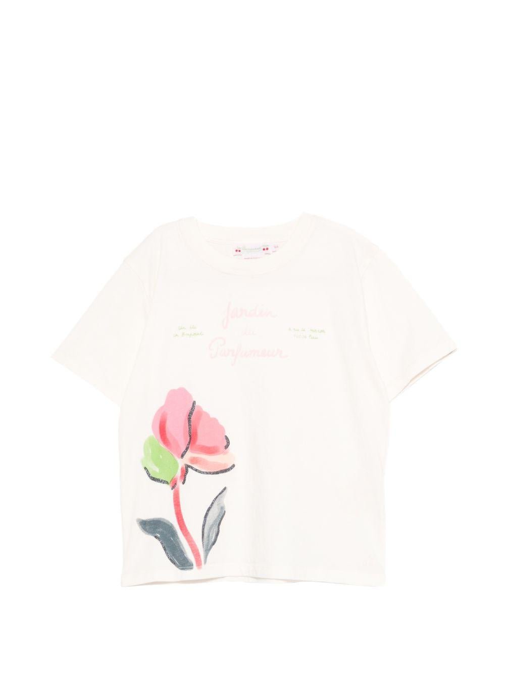 T-shirt per bambina Bonpoint roa con stampa floreale - Rubino Kids