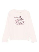 T-shirt per bambina Bonpoint rosa con ricamo Cavallo sul davanti - Rubino Kids