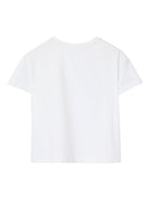 T-shirt per bambina Burberry Kids bianca con decorazione in cristalli - Rubino Kids