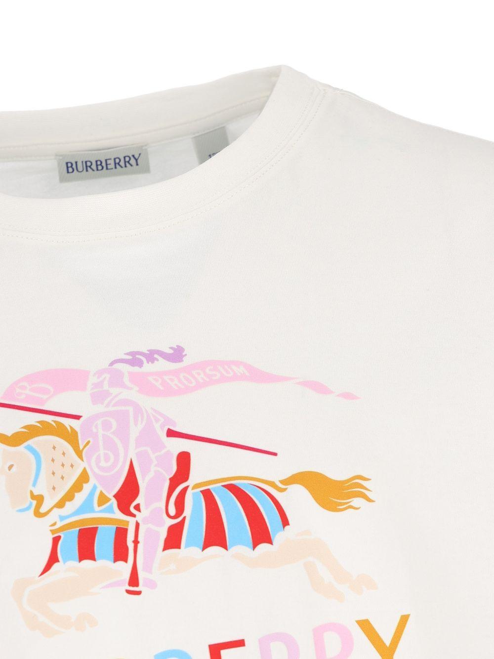 T-shirt per bambina Burberry Kids bianca con logo sul davanti - Rubino Kids