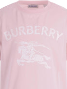 T-shirt per bambina Burberry Kids rosa con logo stampato sul davanti - Rubino Kids