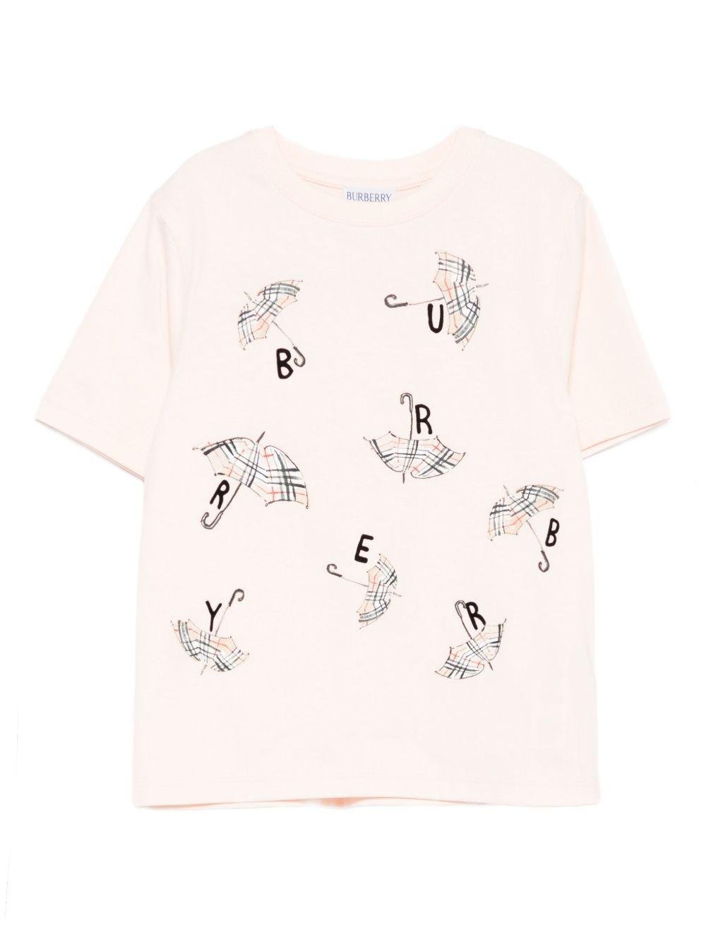 T-shirt per bambina Burberry Kids rosa con stampa grafica - Rubino Kids