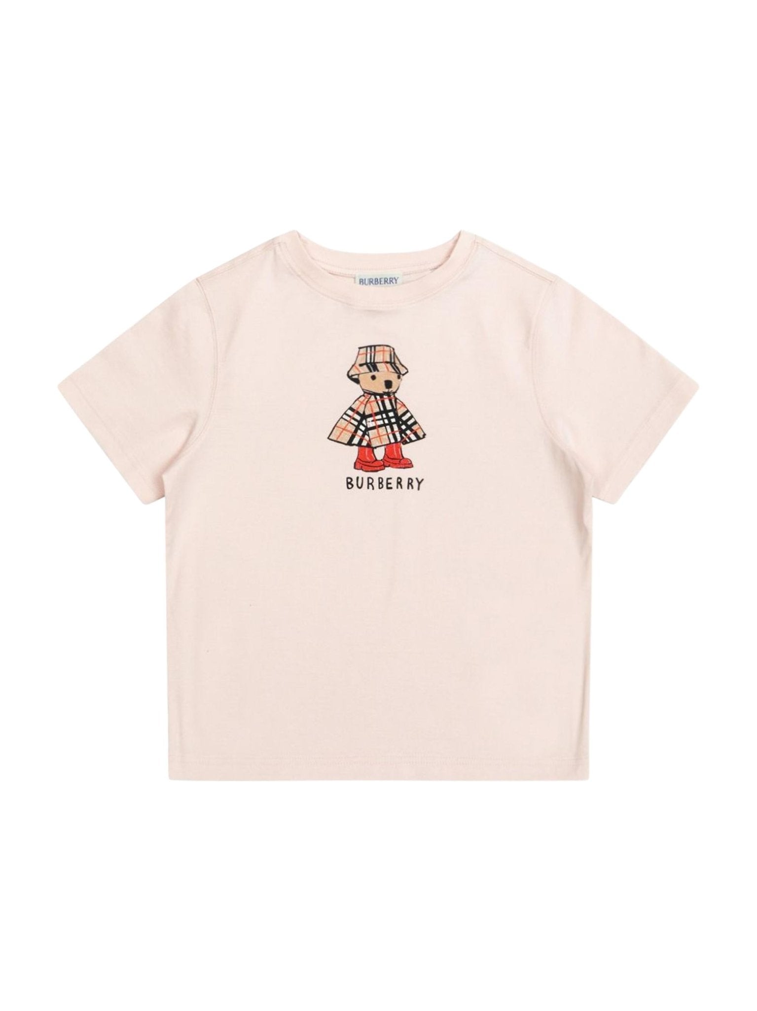 Burberry Kids pink T-shirt for girls with teddy bear print on the