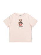 T-shirt per bambina Burberry Kids rosa con stampa orsetto sul davanti - Rubino Kids