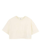T-shirt per bambina Chloé Kids beige con logo goffrato - Rubino Kids