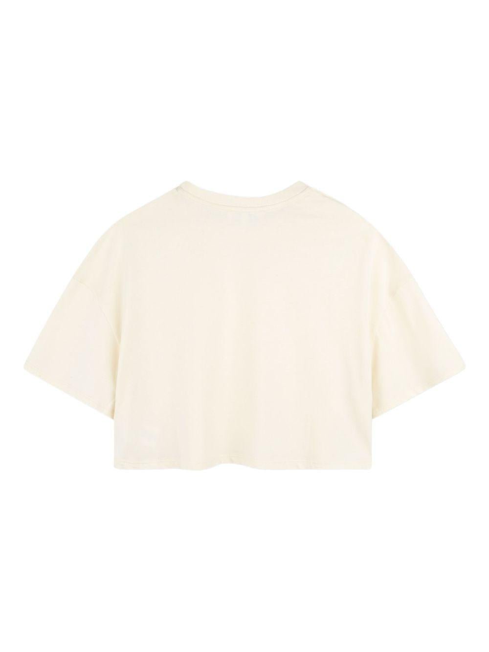 T-shirt per bambina Chloé Kids beige con logo goffrato - Rubino Kids