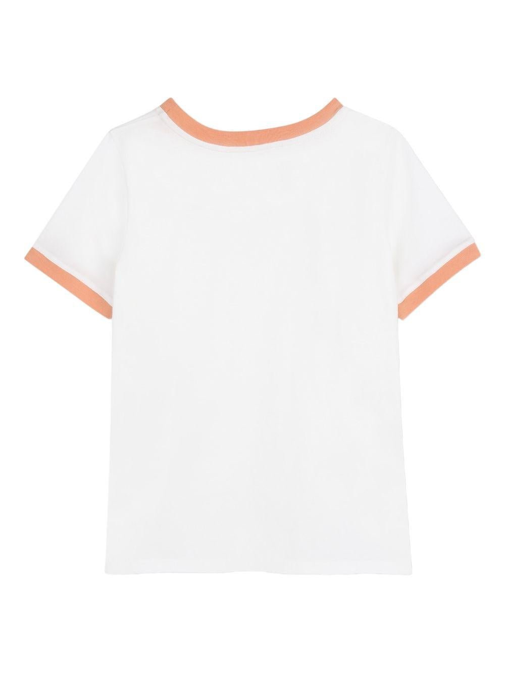 T-shirt per bambina Chloé Kids bianca con dettagli arancione - Rubino Kids