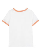 T-shirt per bambina Chloé Kids bianca con dettagli arancione - Rubino Kids
