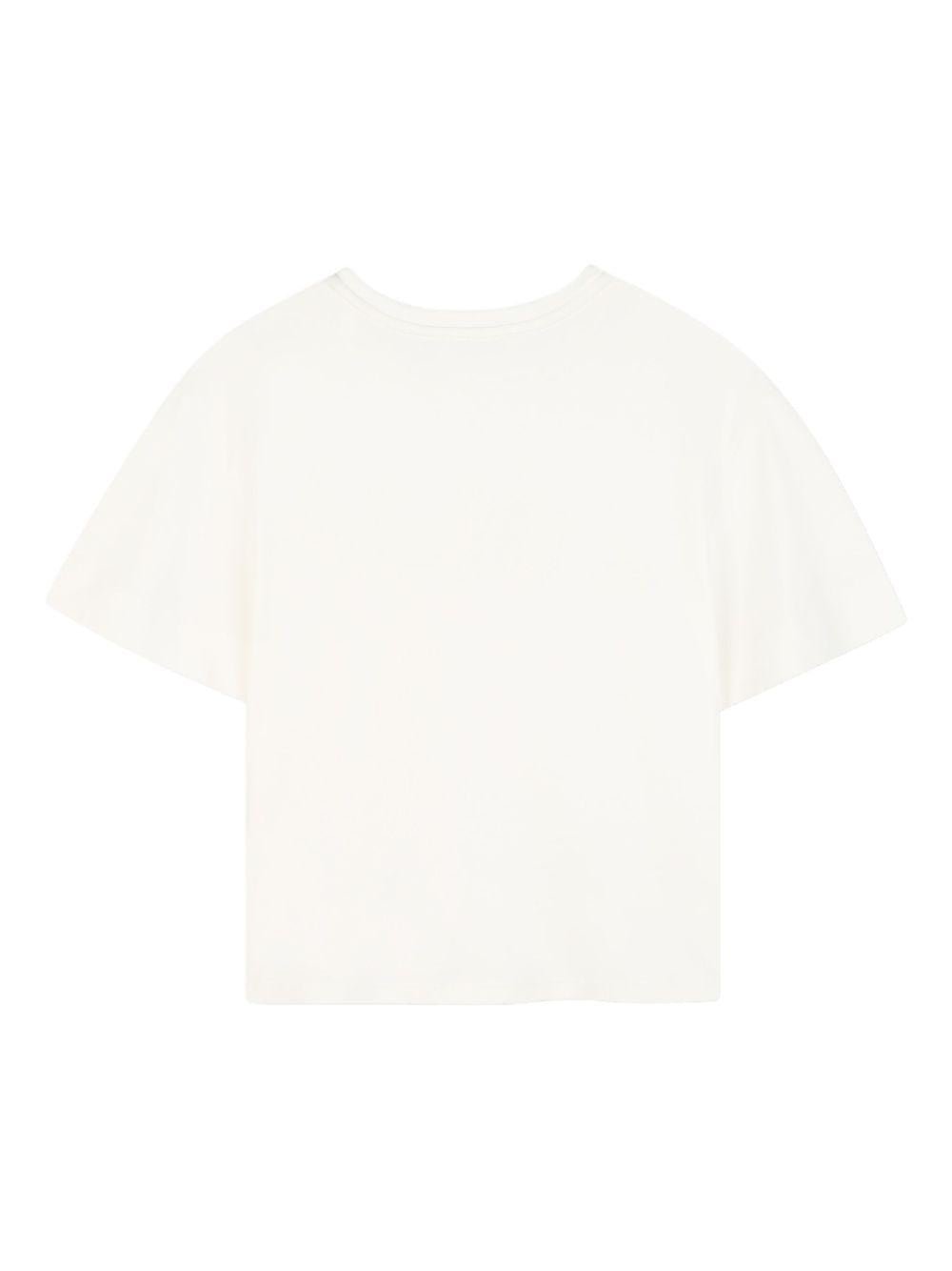 T-shirt per bambina Chloé Kids bianca con logo - Rubino Kids