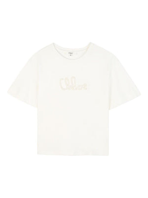 T-shirt per bambina Chloé Kids bianca con logo