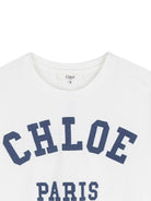 T-shirt per bambina Chloé Kids bianca con logo sul davanti - Rubino Kids
