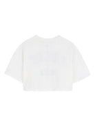 T-shirt per bambina Chloé Kids bianca con logo sul davanti - Rubino Kids