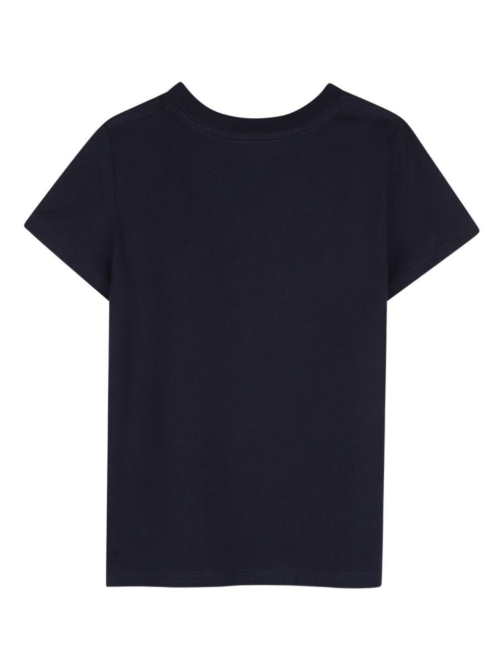T-shirt per bambina Chloé Kids blu con logo sul davanti - Rubino Kids