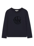 T-shirt per bambina Chloé Kids blu con stampa logo sul davanti - Rubino Kids
