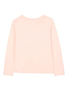 T-shirt per bambina Chloé Kids rosa a maniche lunghe con logo - Rubino Kids