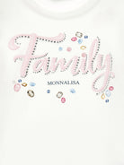 T-shirt per bambina Disney x Monnalisa bianco con stampa Family Stitch - Rubino Kids