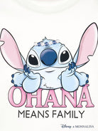 T-shirt per bambina Disney x Monnalisa bianco con stampa grafica Stitch - Rubino Kids