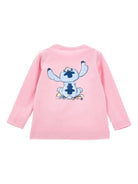 T-shirt per bambina Disney x Monnalisa rosa con stampa grafica Stitch - Rubino Kids