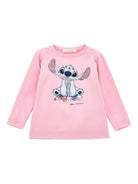 T-shirt per bambina Disney x Monnalisa rosa con stampa grafica Stitch - Rubino Kids