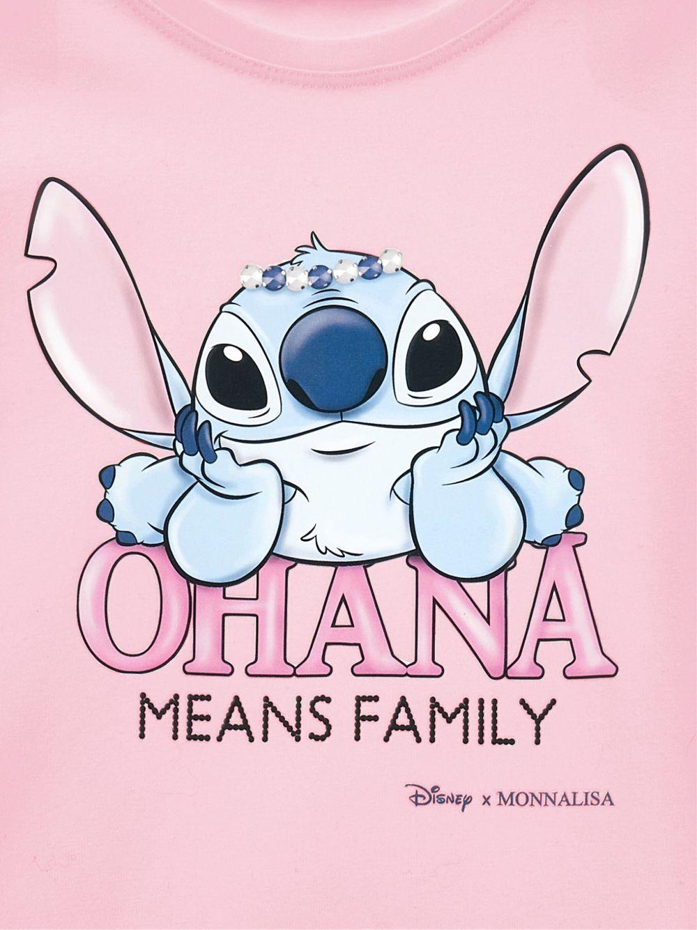T-shirt per bambina Disney x Monnalisa rosa con stampa grafica Stitch - Rubino Kids