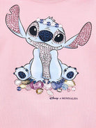 T-shirt per bambina Disney x Monnalisa rosa con stampa grafica Stitch - Rubino Kids