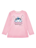 T-shirt per bambina Disney x Monnalisa rosa con stampa grafica Stitch - Rubino Kids