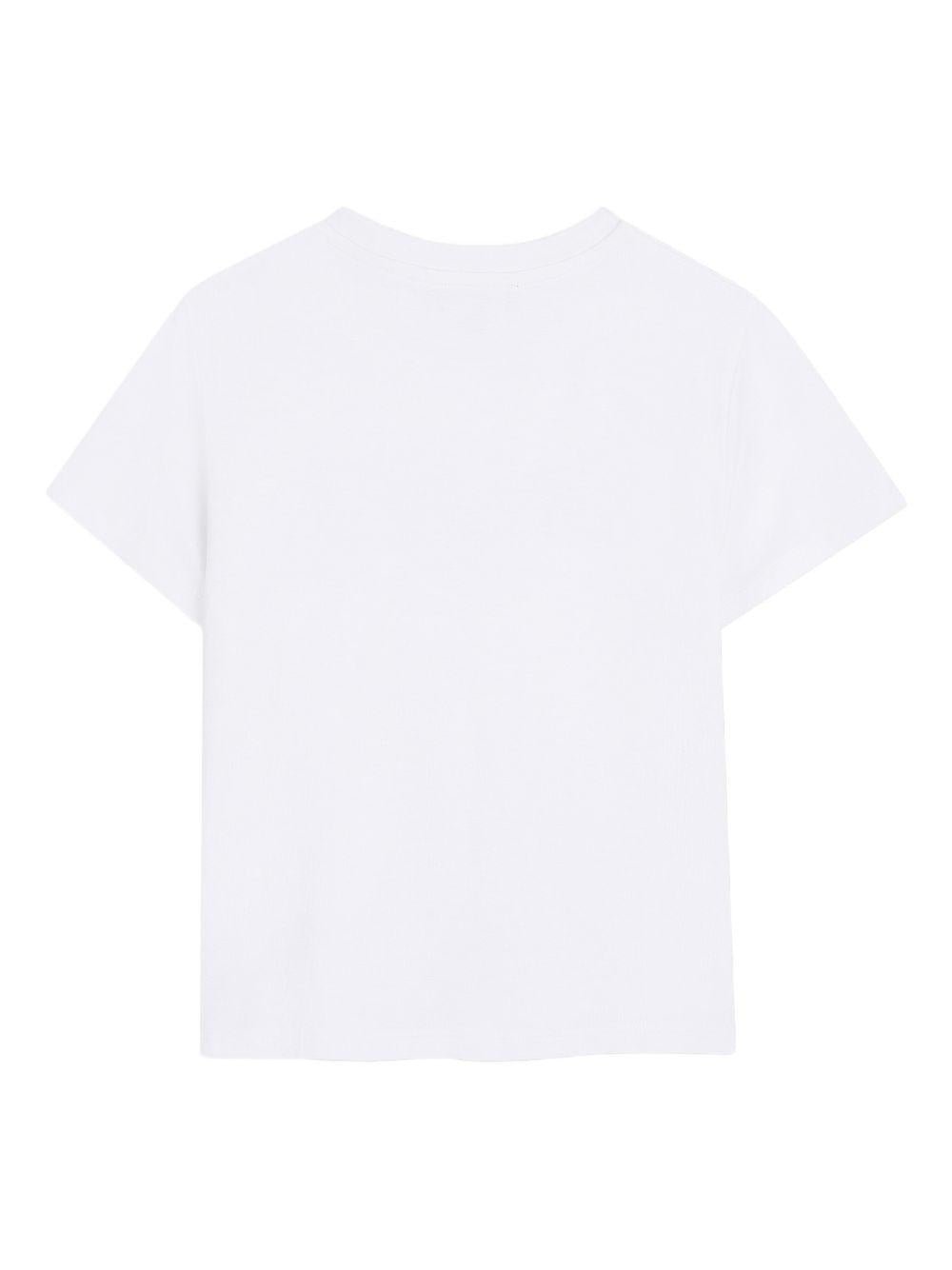 T-shirt per bambina Dkny Kids bianca con logo con strass - Rubino Kids