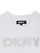 T-shirt per bambina Dkny Kids bianca con logo di borchie - Rubino Kids