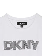 T-shirt per bambina Dkny Kids bianca con logo frontale - Rubino Kids