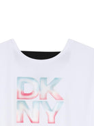 T-shirt per bambina Dkny Kids bianca con orlo elasticizzato - Rubino Kids