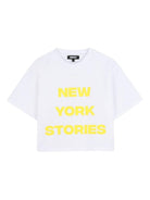 T-shirt per bambina Dkny Kids bianca con scritta sul davanti - Rubino Kids