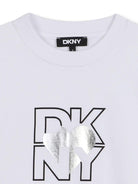 T-shirt per bambina DKNY Kids bianca con stampa con logo - Rubino Kids
