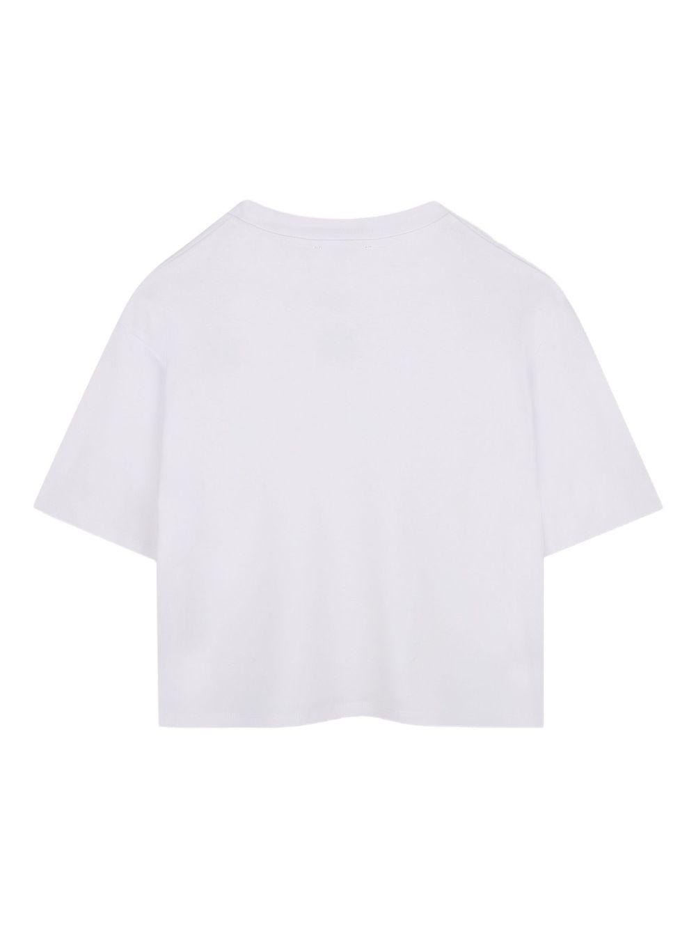 T-shirt per bambina DKNY Kids bianco con scollo a V - Rubino Kids