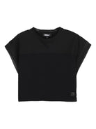 T-shirt per bambina DKNY Kids nera con design crop - Rubino Kids