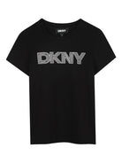 T-shirt per bambina Dkny Kids nera con logo - Rubino Kids