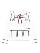 T-shirt per bambina Dolce & Gabbana Kids bianca con stampa a trompe l'oeil - Rubino Kids