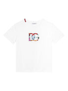 T-shirt per bambina Dolce & Gabbana Kids bianco con logo floreale - Rubino Kids