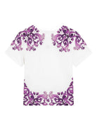 T-shirt per bambina Dolce & Gabbana Kids bianco con stampa maioliche - Rubino Kids