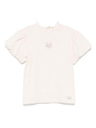 T-shirt per bambina Donsje Nowien beige con motivo con ricamo - Rubino Kids